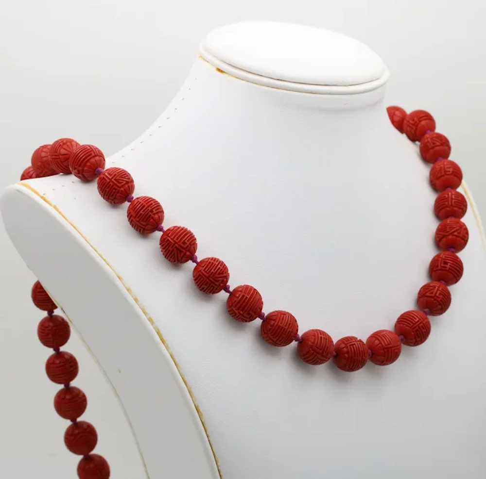 Vintage Red Cinnabar Chanterelle Necklace - image 5