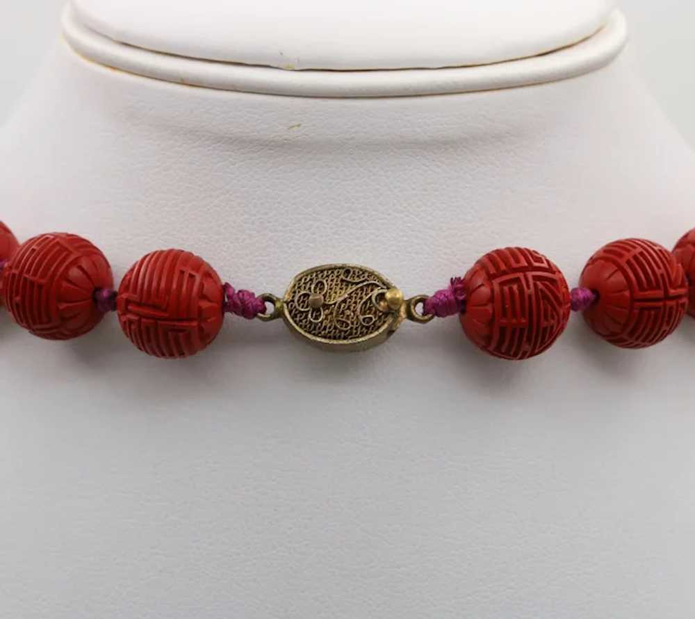Vintage Red Cinnabar Chanterelle Necklace - image 6
