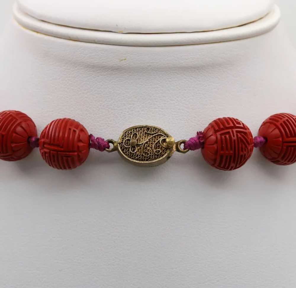 Vintage Red Cinnabar Chanterelle Necklace - image 7