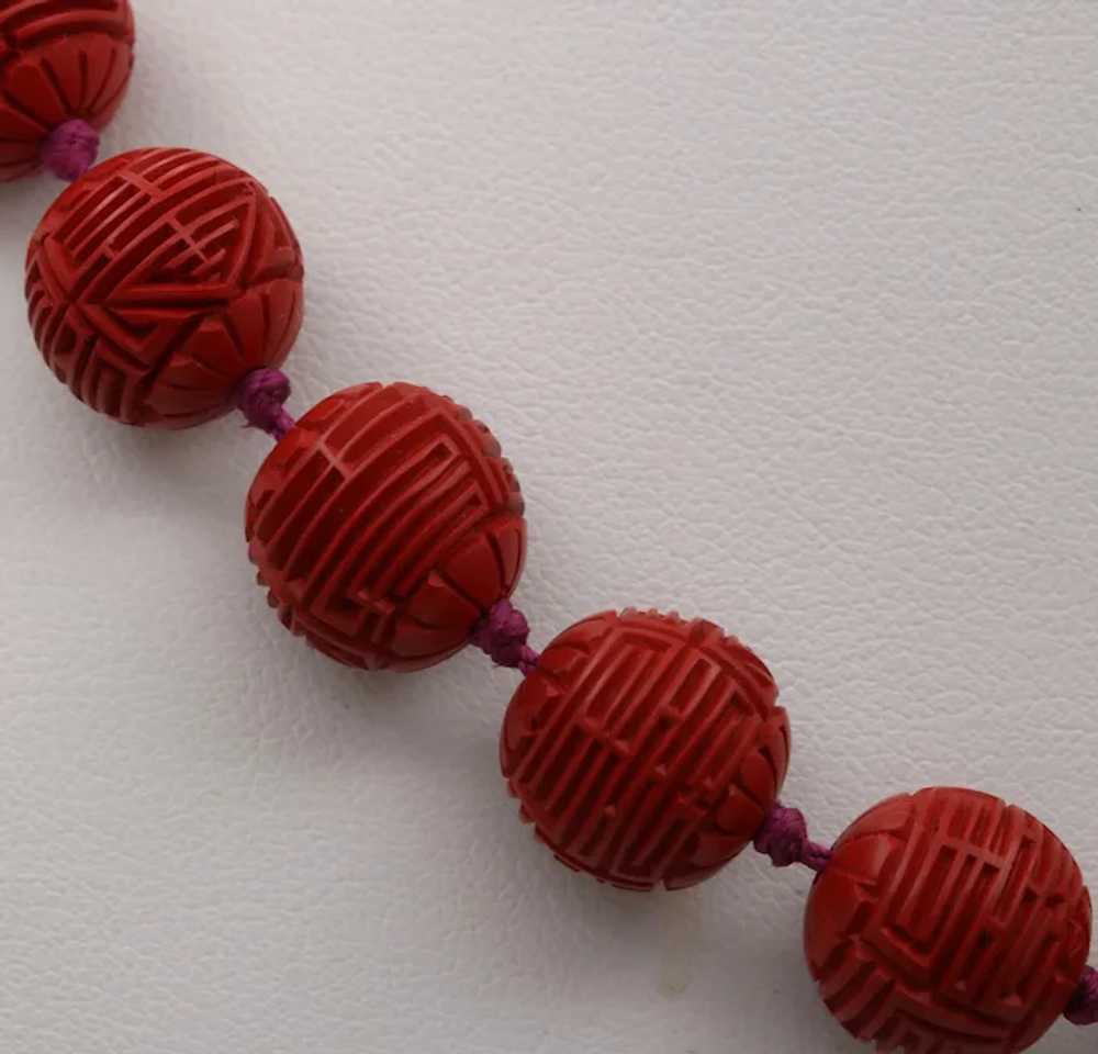 Vintage Red Cinnabar Chanterelle Necklace - image 8