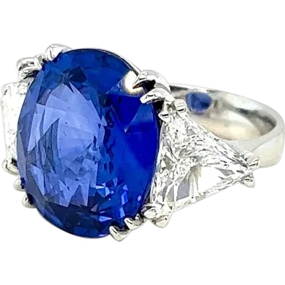 GIA Certified 14.64 Carat Blue Sapphire Diamond R… - image 1