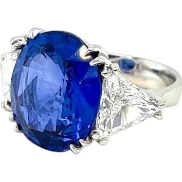 GIA Certified 14.64 Carat Blue Sapphire Diamond R… - image 1