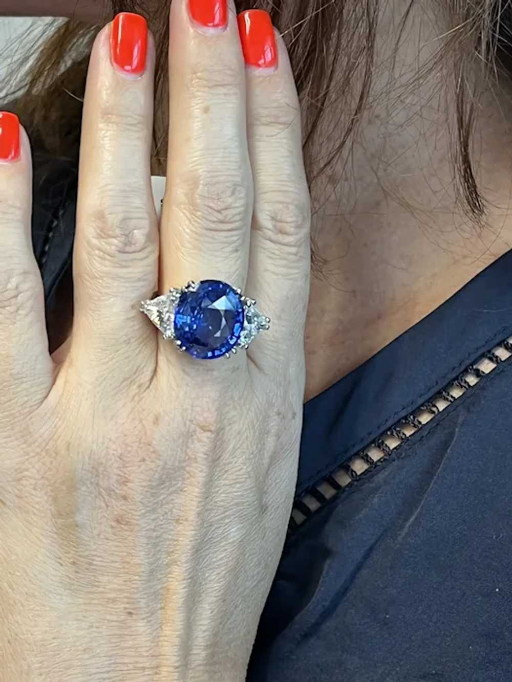 GIA Certified 14.64 Carat Blue Sapphire Diamond R… - image 2