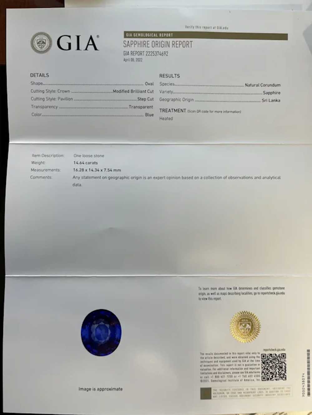 GIA Certified 14.64 Carat Blue Sapphire Diamond R… - image 5