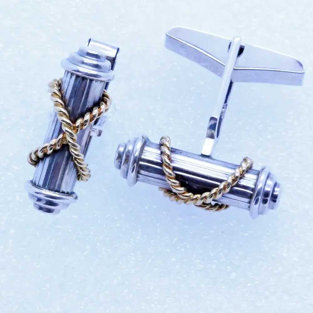 TIFFANY & CO Vintage Cable Cufflinks 18k Gold Ste… - image 6