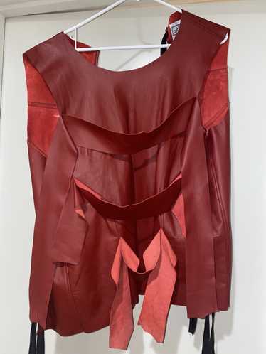 Custom Custom Red Leather Strait Jacket Vest