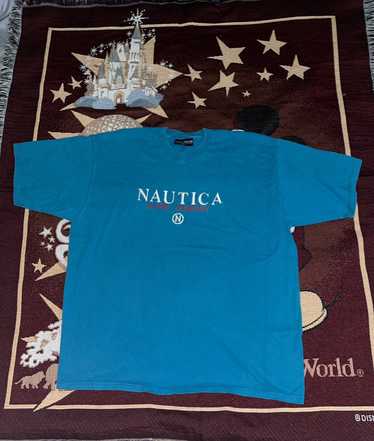 XL 90's Nautica Jeans Company T Shirt Men's Red Blue Vintage