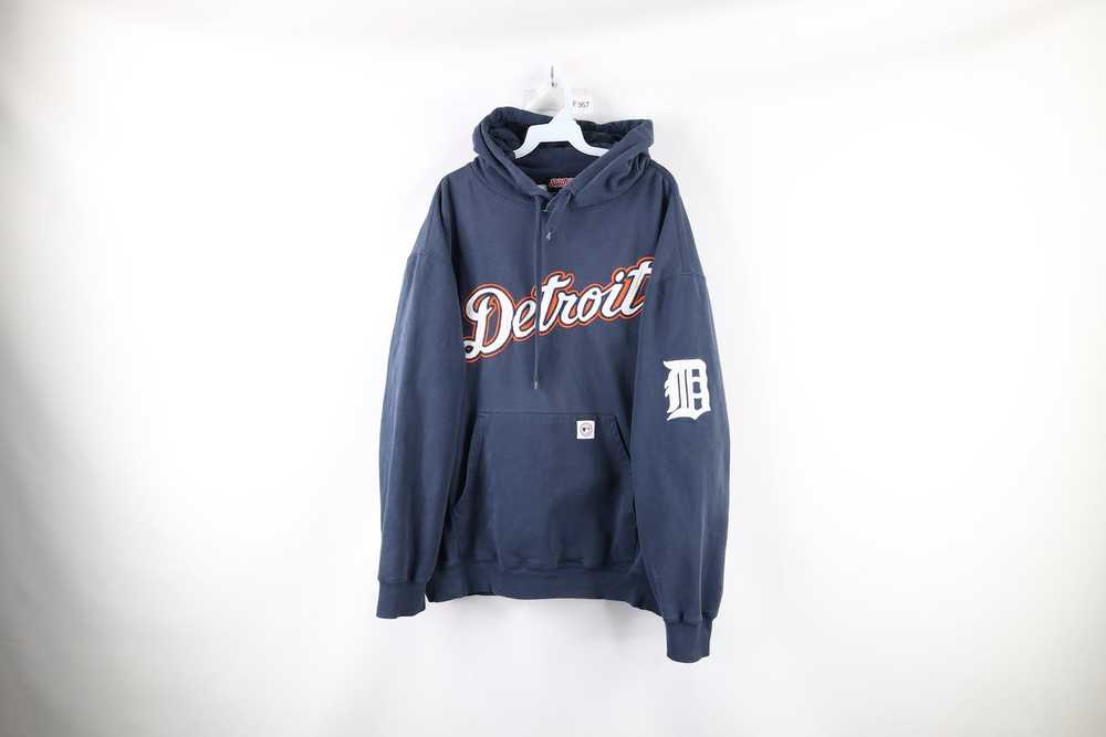 MLB Detroit Tigers White Navy Bomber Jacket - Bluefink