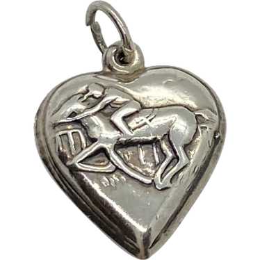 Puffy Heart Vintage Charm Race Horse and Jockey D… - image 1
