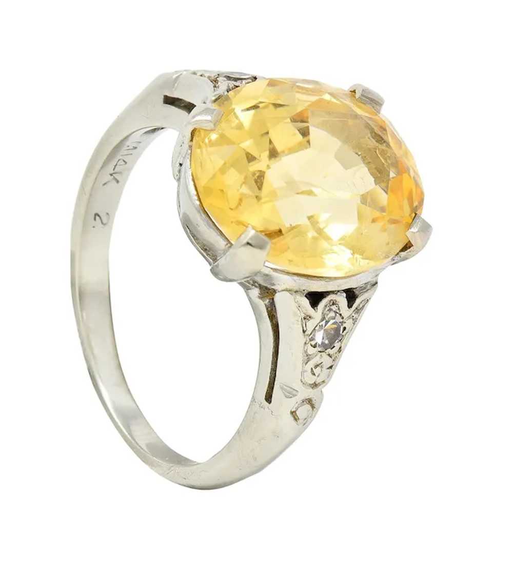 Art Deco 5.22 CTW Yellow Ceylon Sapphire Diamond … - image 12