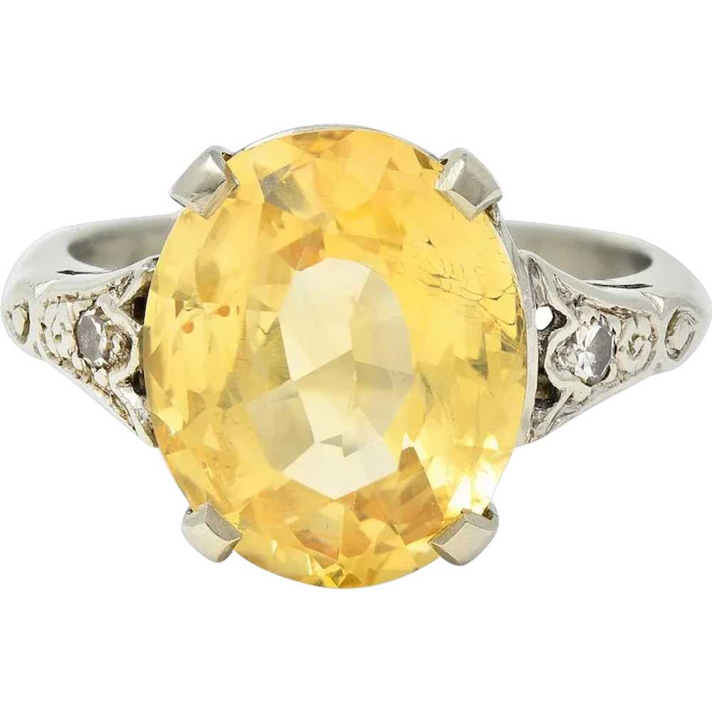 Art Deco 5.22 CTW Yellow Ceylon Sapphire Diamond … - image 1