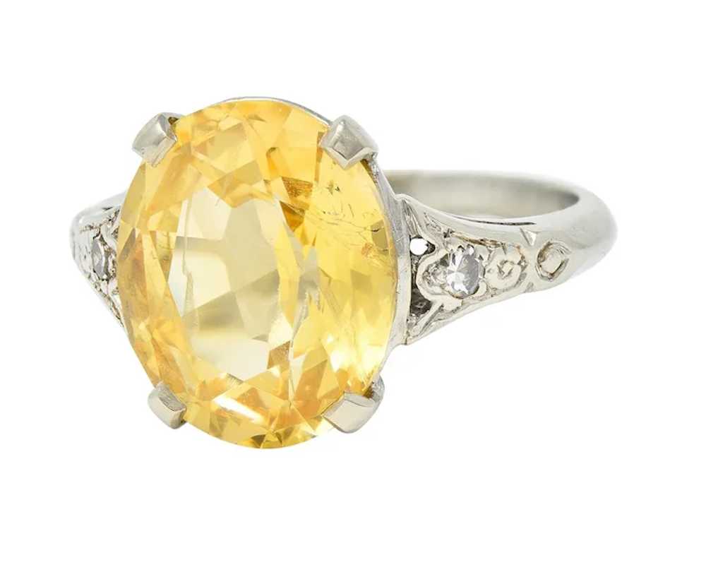 Art Deco 5.22 CTW Yellow Ceylon Sapphire Diamond … - image 2