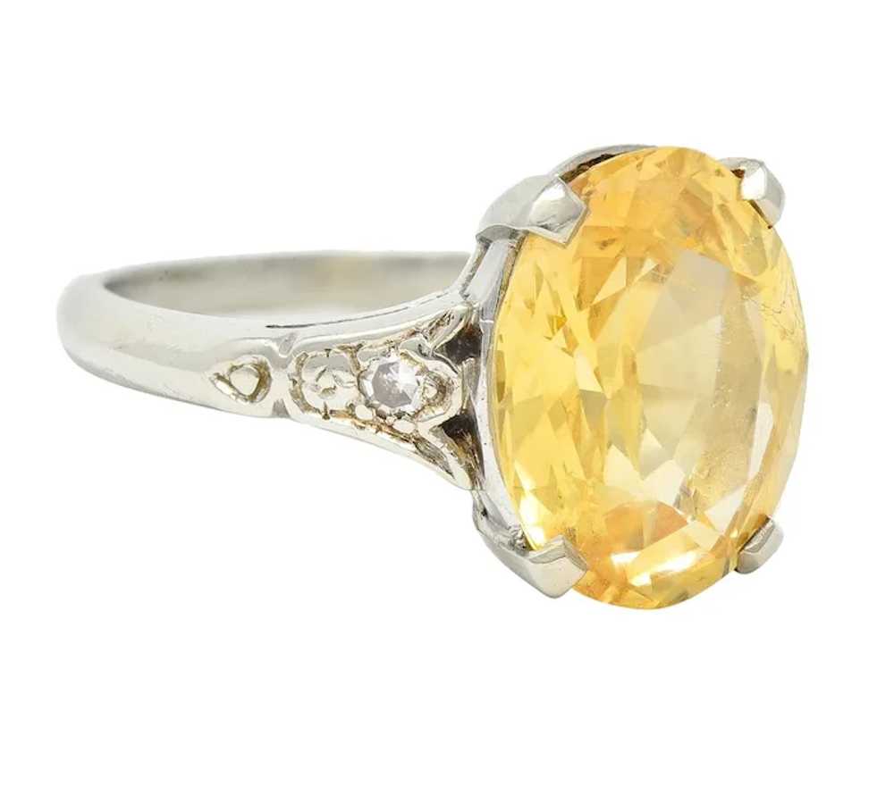 Art Deco 5.22 CTW Yellow Ceylon Sapphire Diamond … - image 6