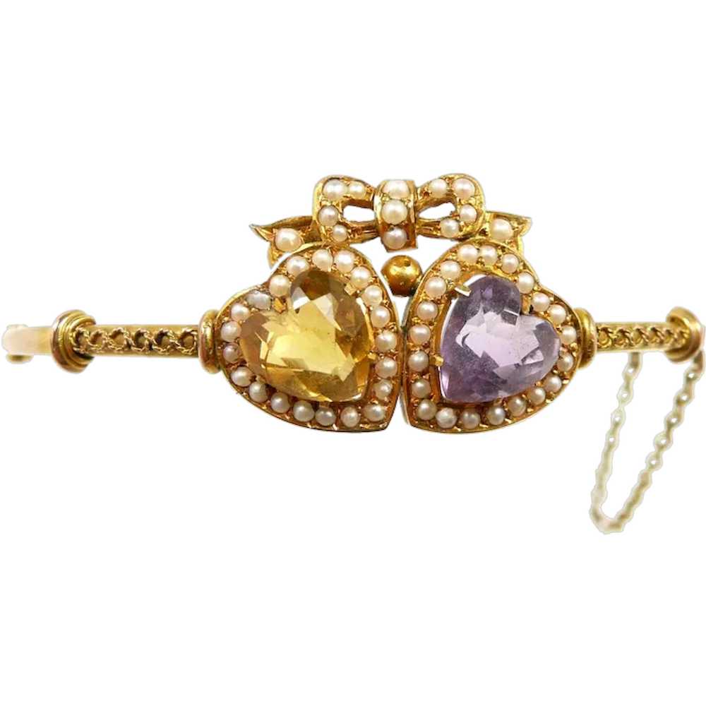 Loving Victorian Sweetheart Bangle Bracelet c. 18… - image 1