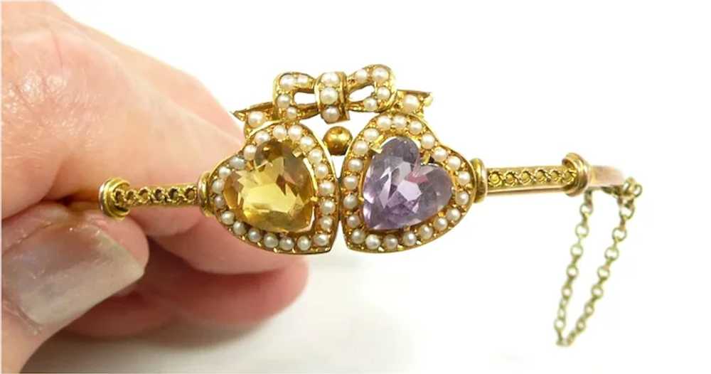 Loving Victorian Sweetheart Bangle Bracelet c. 18… - image 4
