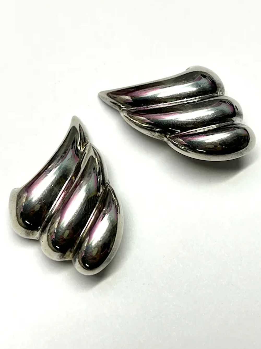 Vintage Silver Clip On Earrings - image 2