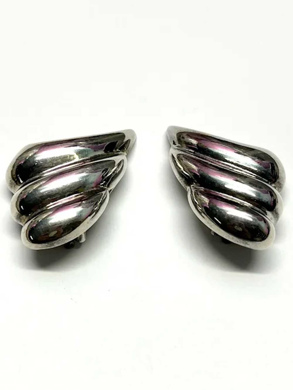 Vintage Silver Clip On Earrings - image 3