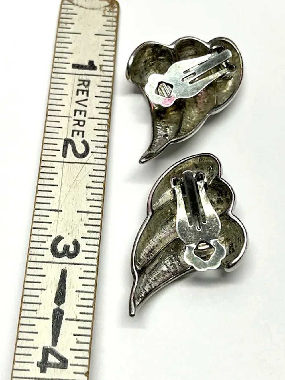 Vintage Silver Clip On Earrings - image 5