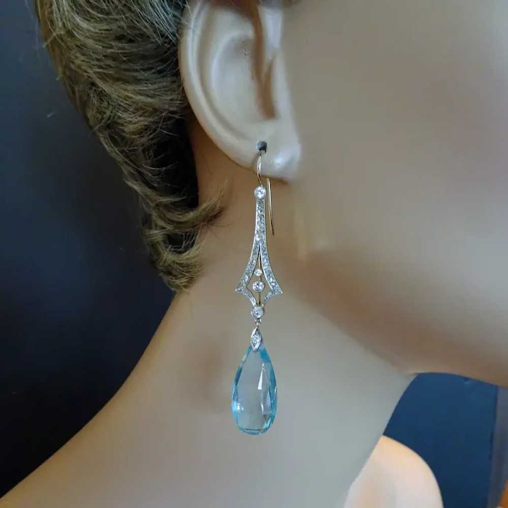 Antique Victorian Earrings Ear Pendants Aquamarin… - image 5