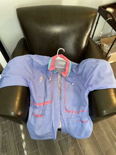 Vintage Baby Blue Vintage Rain Jacket with pink an