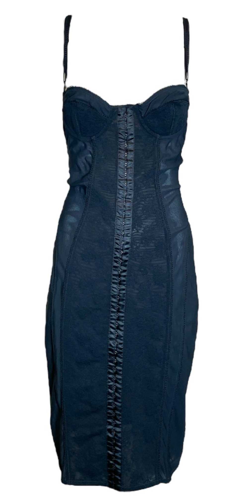 Dolce & Gabbana Y2K Black Mesh Lingerie Dress wit… - image 1