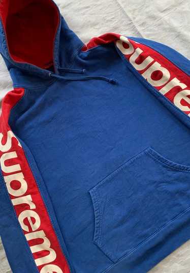 Supreme SS18 Sideline Hoodie Royal Blue Red Mens SIZE M Preowned 100%  AUTHENTIC