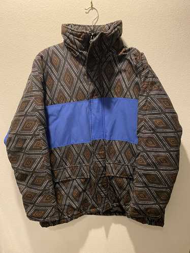 Zara Patterned Blue Stripe Puffer Jacket