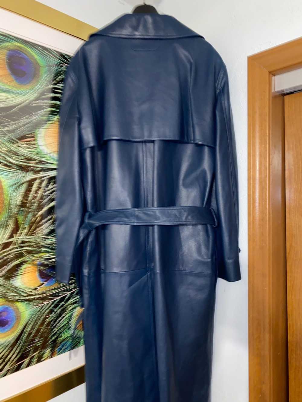 Celine Rare Navy Lamb Leather Céline Trench Coat - image 3