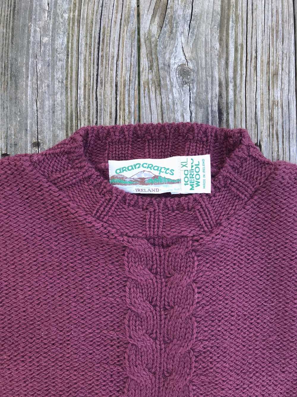 Aran Crafts × Vintage Maroon Crewneck Sweater wit… - image 10