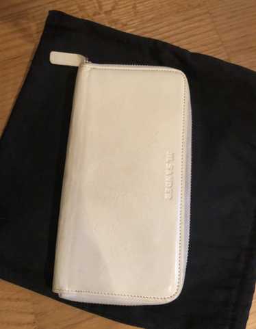 Jil Sander Patent Leather Wallet in Cream