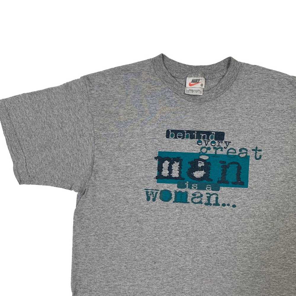 Nike VTG 90s USA Nike Woman Feminism Grey T-shirt… - image 3