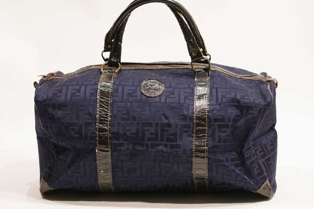 FENDI-Zucca-Print-Canvas-Leather-Boston-Bag-Khaki-Black-16327