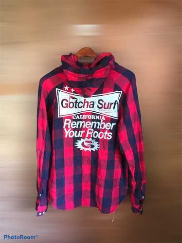 Gotcha × Surf Style Gotha Checkered Plaid Hooded … - image 1