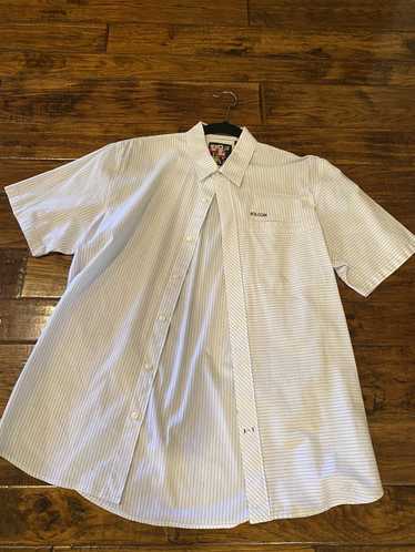 Volcom White Striped Volcom Button-Up Short Sleeve