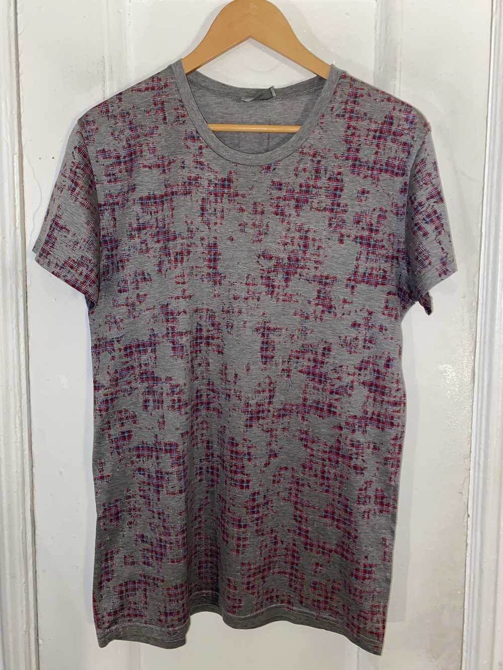 Dior Distressed plaid printed T-shirt - image 1