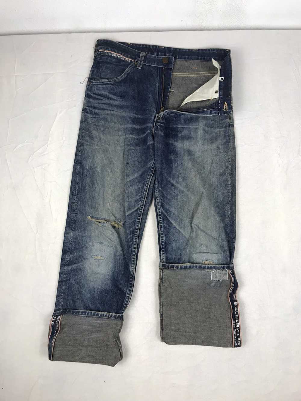 Bape distressed vintage bathing ape selvedge deni… - image 1