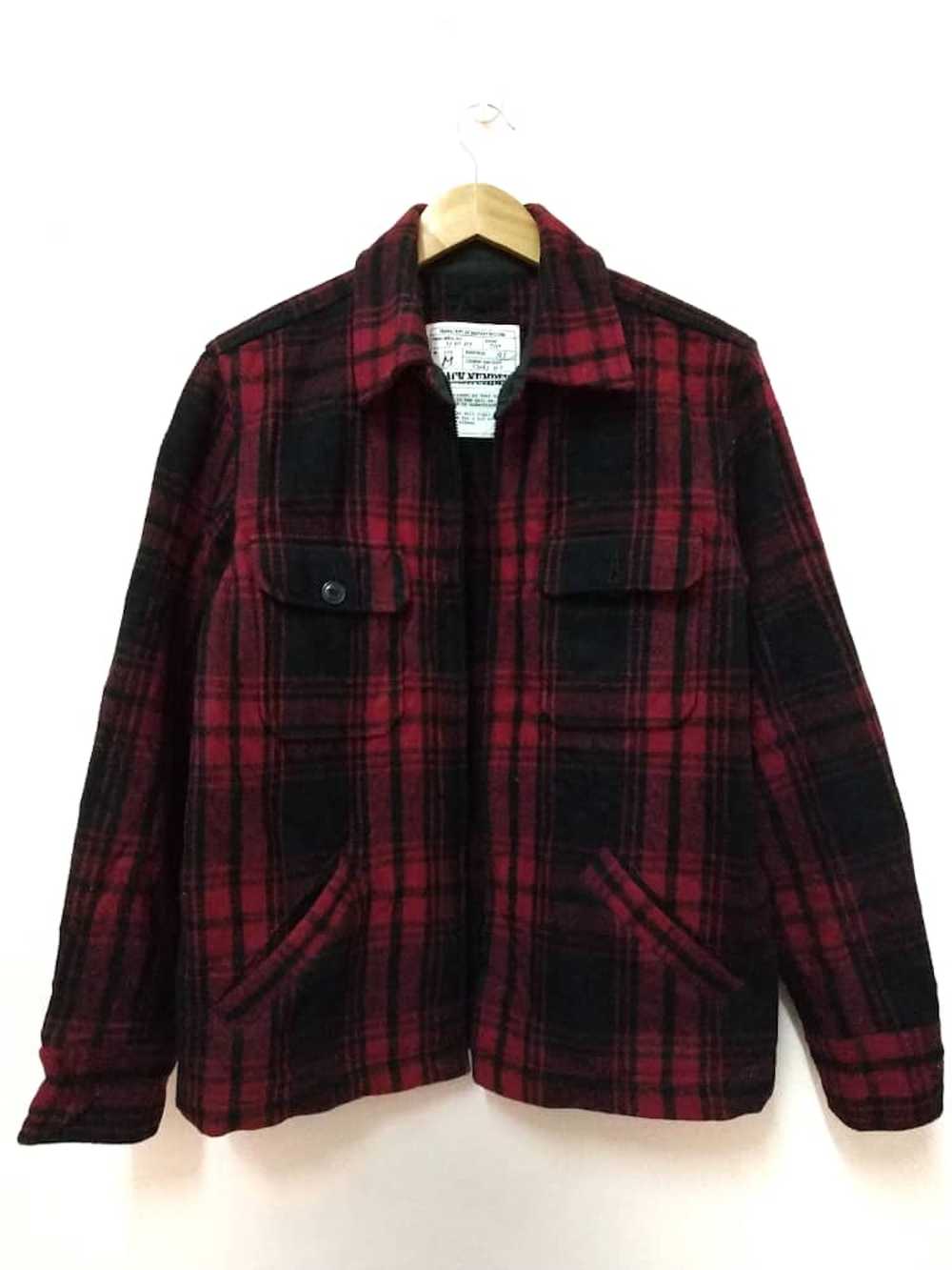 Japanese Brand Back Number checkered Wool Zipper … - image 1