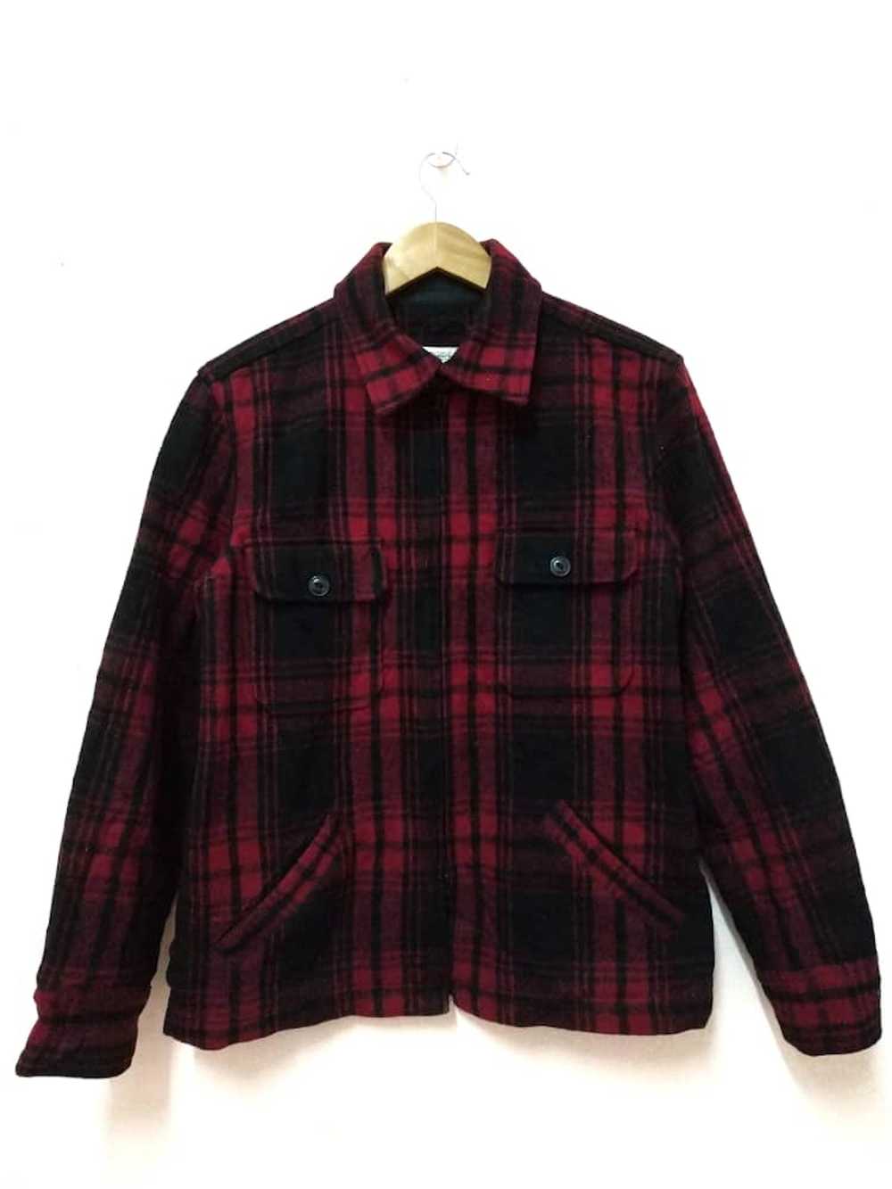 Japanese Brand Back Number checkered Wool Zipper … - image 2