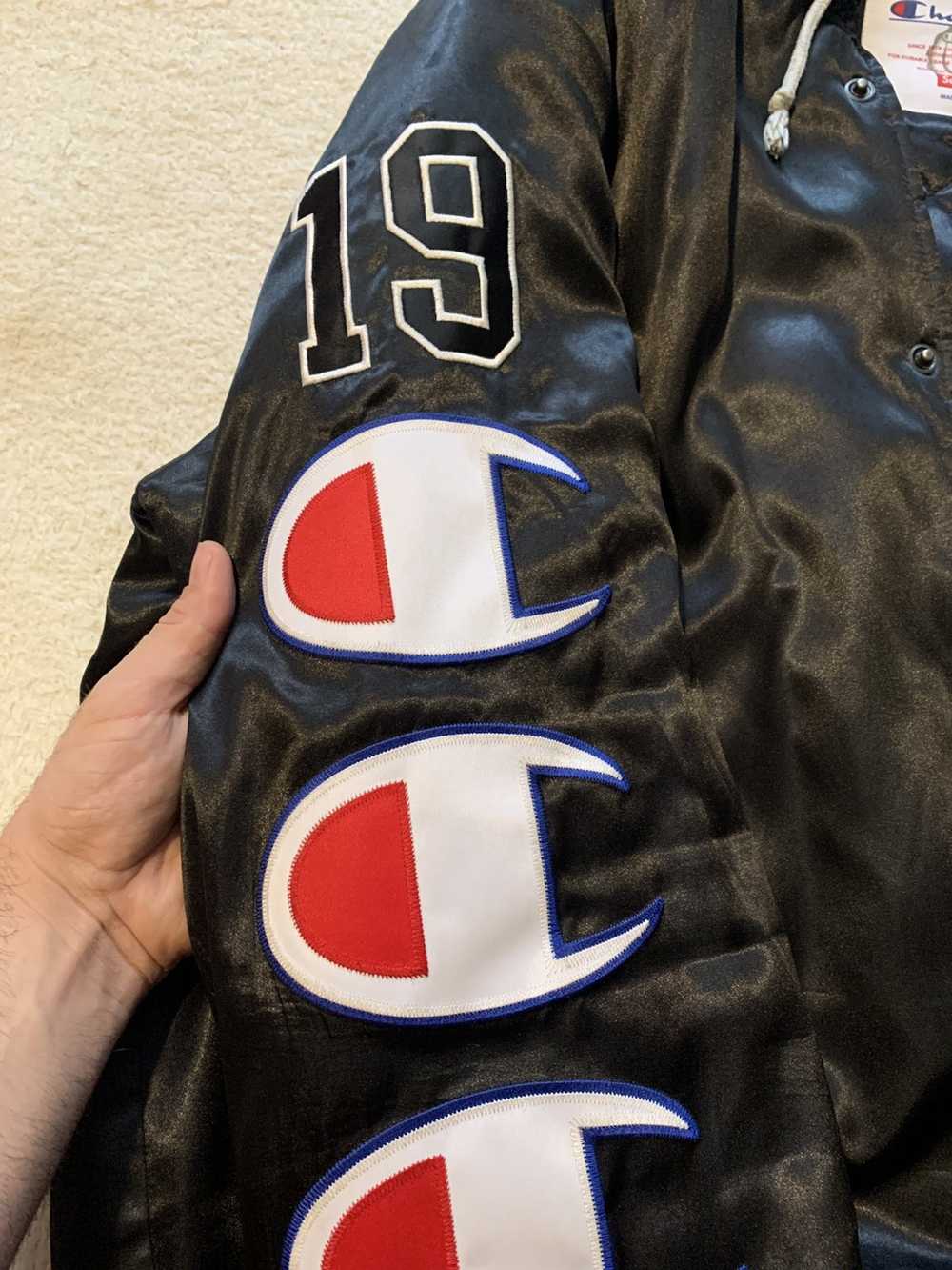 Buy Supreme x Champion Hooded Satin Varsity Jacket 'Black