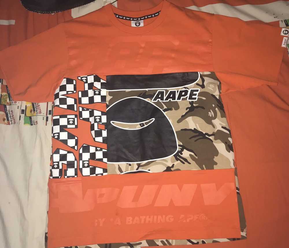 Aape AAPE BY BAPE ORANGE/BROWN CAMO GRAPHIC TEE - image 1