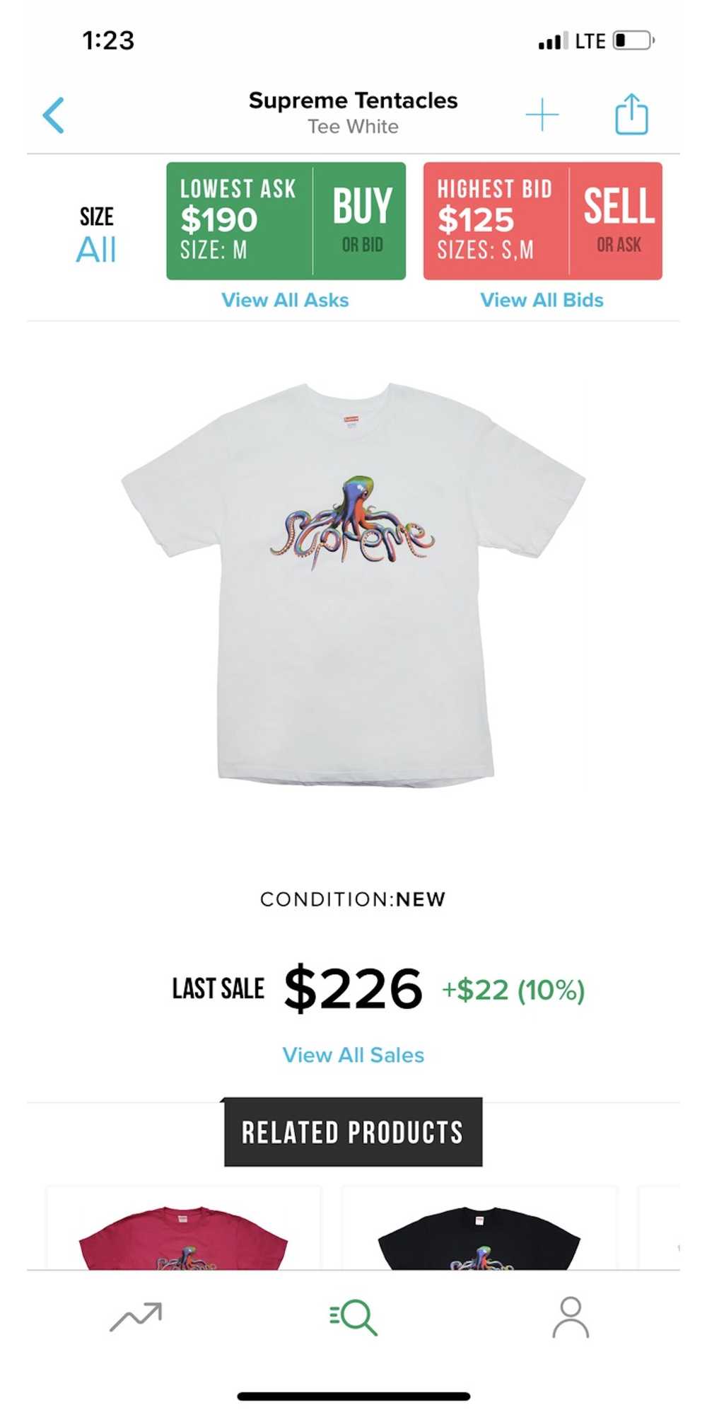 Supreme × Vintage Supreme Tentacles Tee White FW18 - image 6