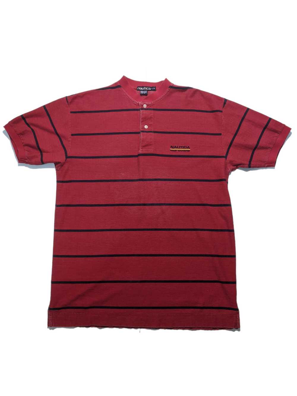 Nautica Large Red Vintage 1990s Striped Embroider… - image 1