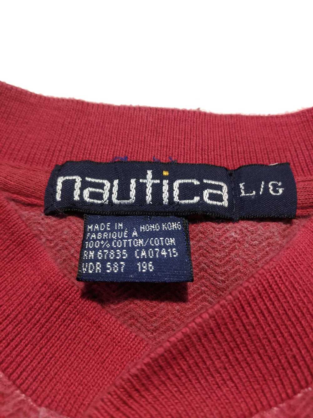 Nautica Large Red Vintage 1990s Striped Embroider… - image 3