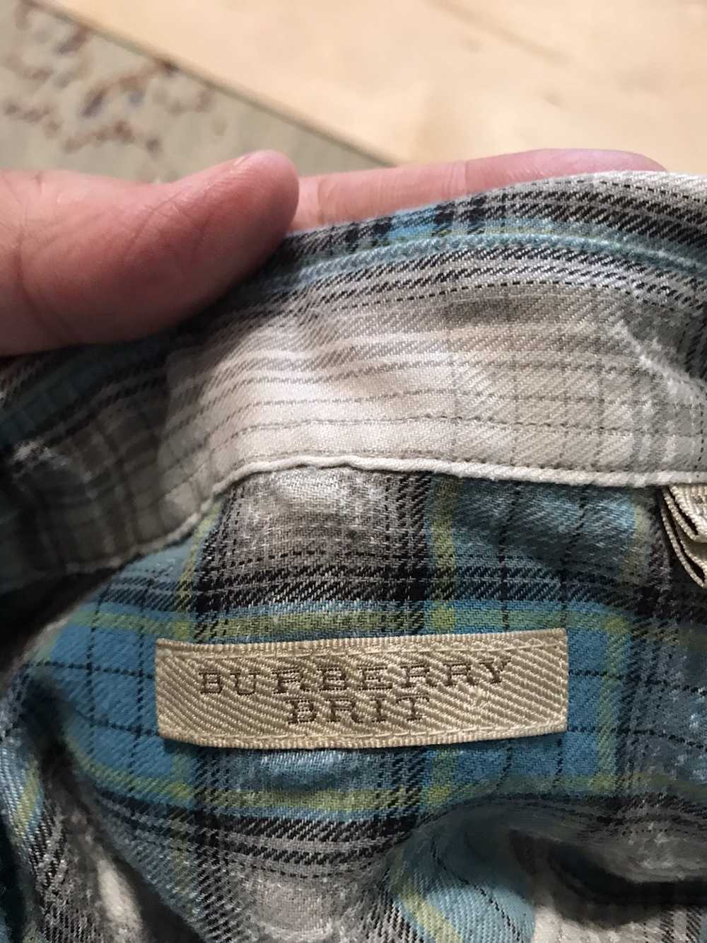 Burberry Plaid Button Up Shirt 2 pockets - image 11