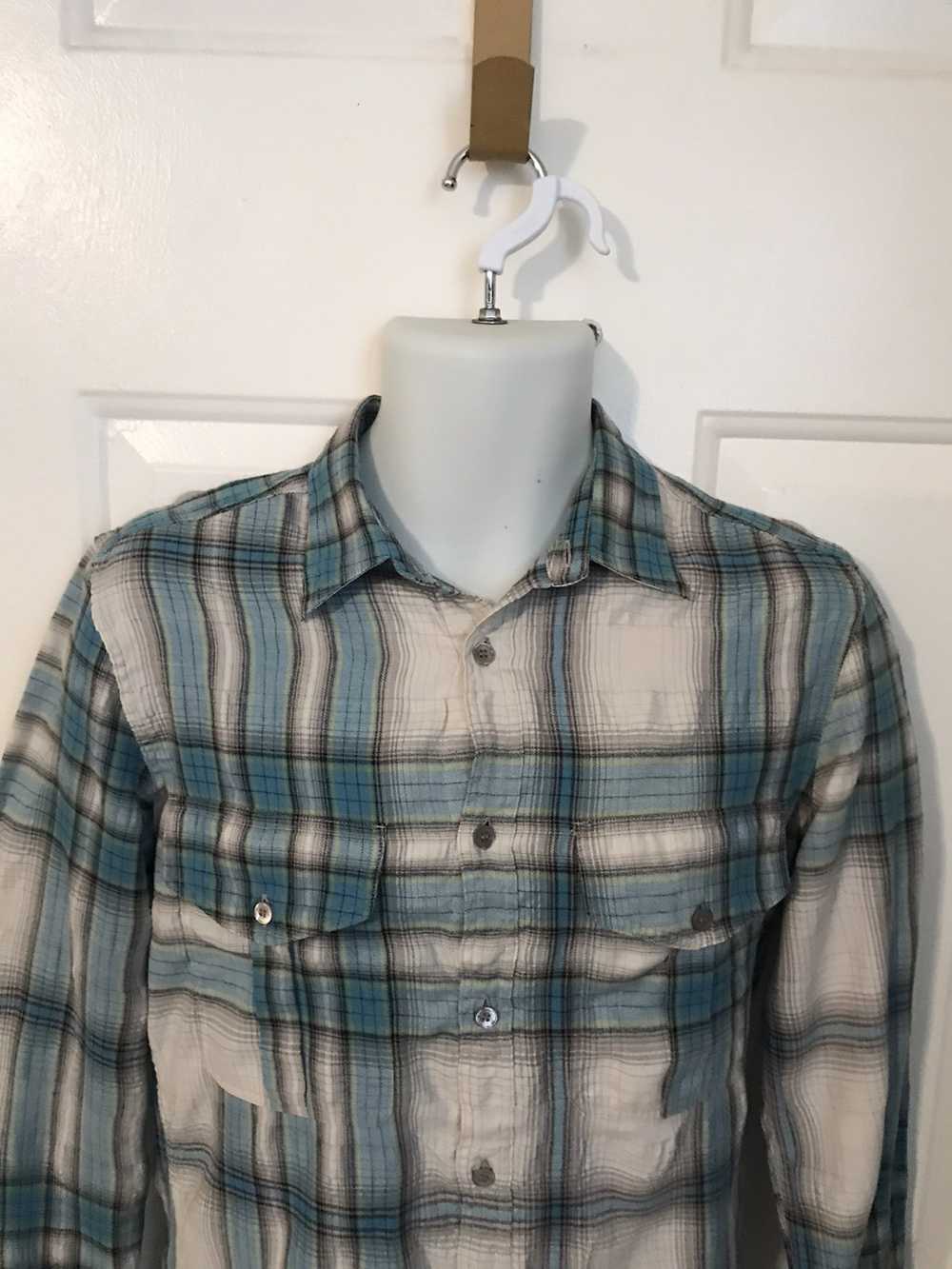 Burberry Plaid Button Up Shirt 2 pockets - image 2