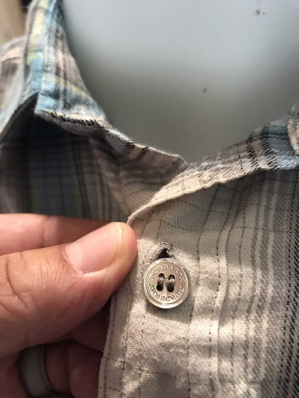 Burberry Plaid Button Up Shirt 2 pockets - image 7