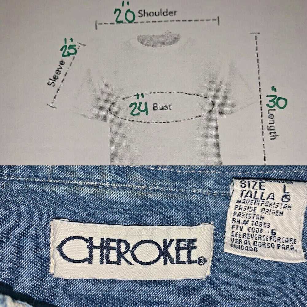 Cherokee Vintage 90s CHEROKEE STRIPE SHIRT Blue w… - image 8