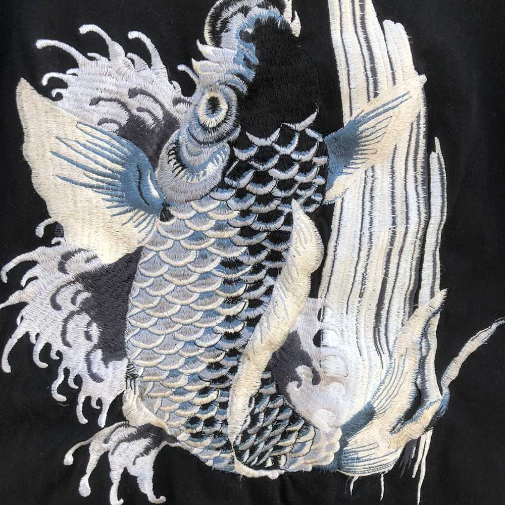 Sukajan T Shirts Japanese Script Koi Fish Embroid… - image 3