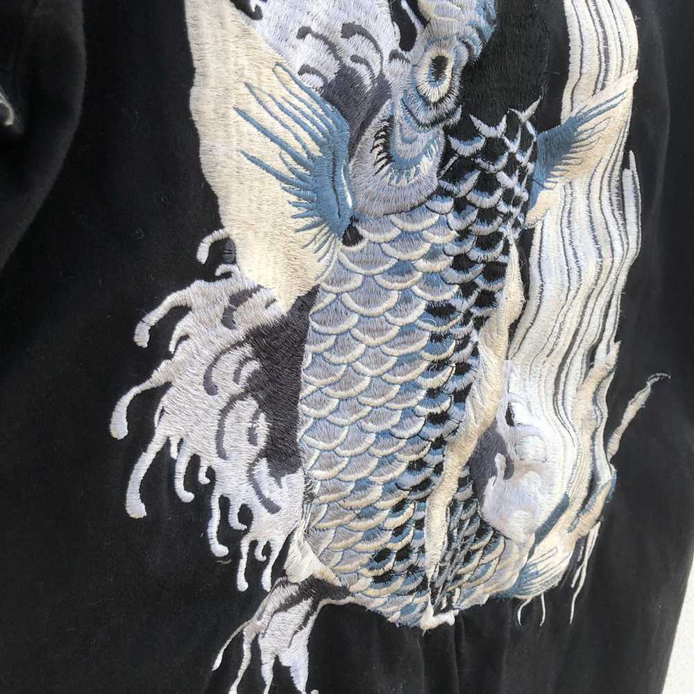 Sukajan T Shirts Japanese Script Koi Fish Embroid… - image 4