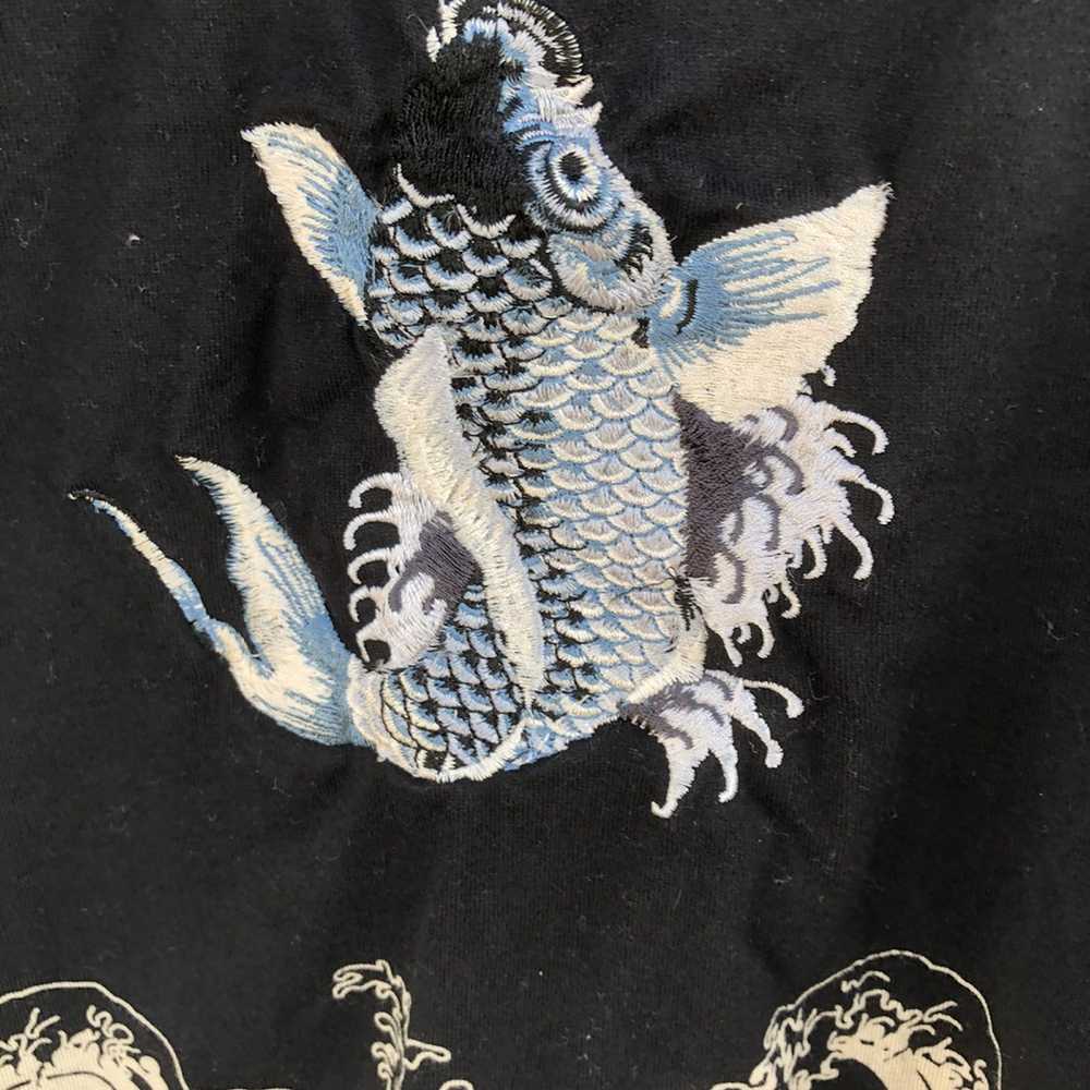 Sukajan T Shirts Japanese Script Koi Fish Embroid… - image 9